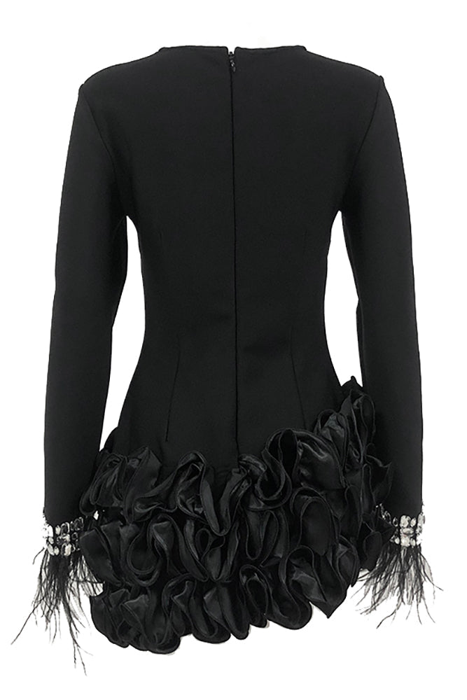 Noir Elegance Ruffle Mini Dress