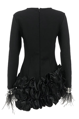 Noir Elegance Ruffle Mini Dress