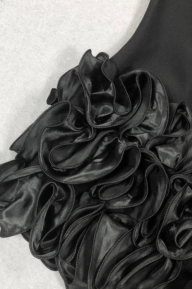 Noir Elegance Ruffle Mini Dress