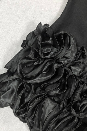 Noir Elegance Ruffle Mini Dress
