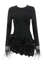 Noir Elegance Ruffle Mini Dress