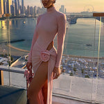 “Blush Rose” High-Slit Gown