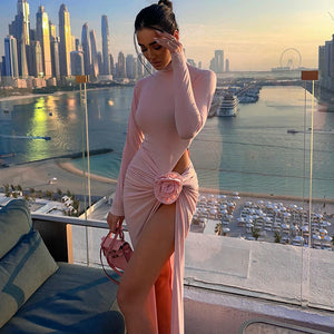 “Blush Rose” High-Slit Gown