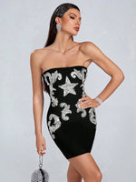 Celestial Starburst Strapless Mini Dress