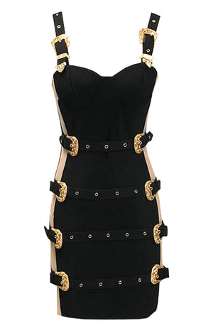 “Gilded Edge” Buckle Bodycon Dress